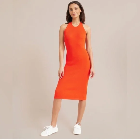 fitted lace wedding dress April Dress Coral Ribbed  london bridges clothing
